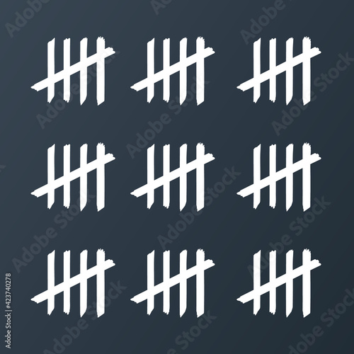 Tally marks on the wall illustration. Clipart image