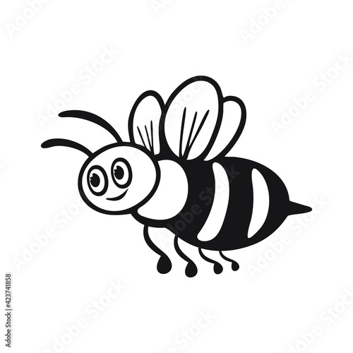 Cartoon Honey Bee icon on white background