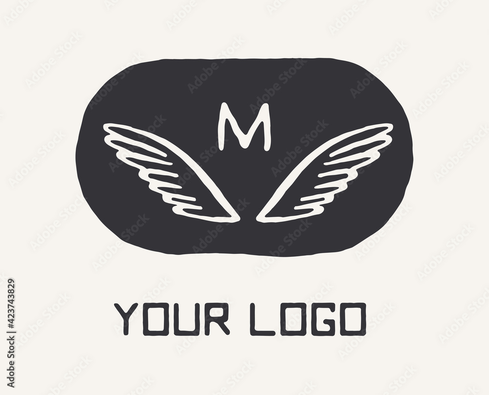 Wings with the letter, winged symbol, monogram Wings with the letter, winged symbol, monogram