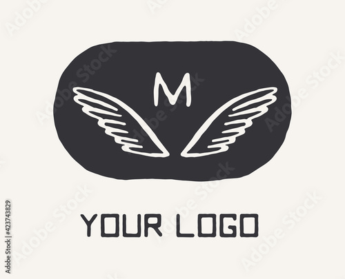 Wings with the letter, winged symbol, monogram