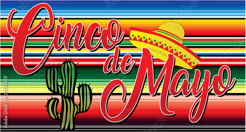 Cinco de Mayo Banner with Mexican Blanket