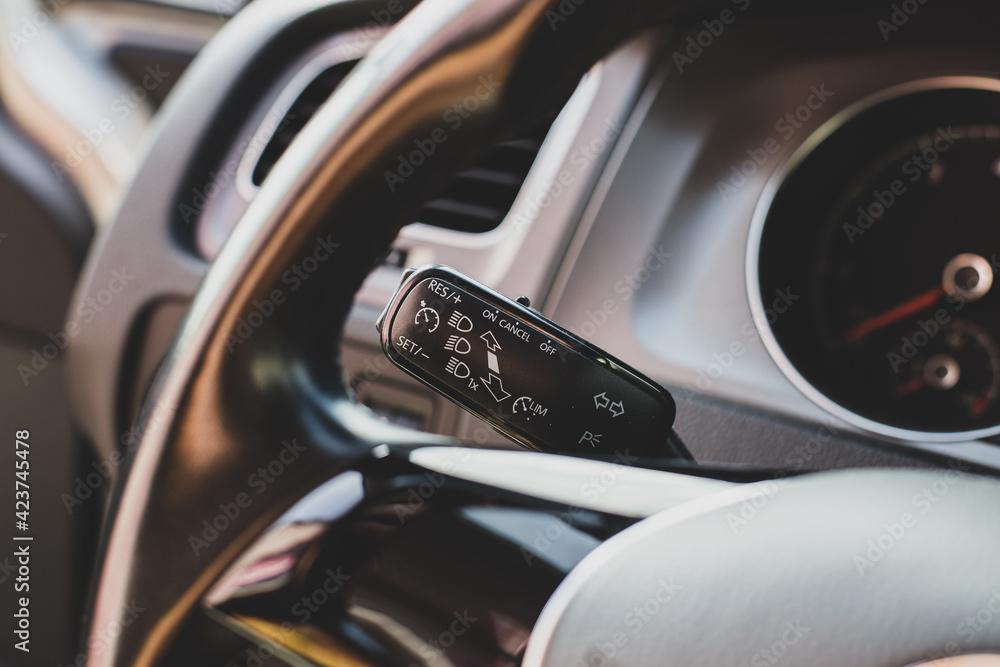 Obraz premium the cruise control knob on a modern car