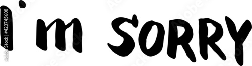 I'm sorry hand drawn lettering card. Modern Calligraphy apology. Ink illustration. Modern brush calligraphy. Isolated on white background. eps10