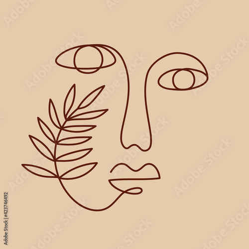 One line drawing women face