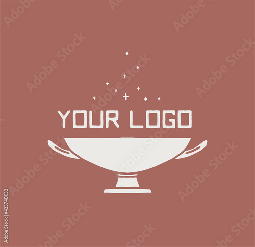 Magic goblet vector logo, cup logotype, bowl