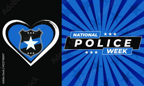 National Police Week. Celebrated in the United States in May. Police Officers Honor and Memorial Day. Poster, card, banner, background design. Vector illustration eps 10.