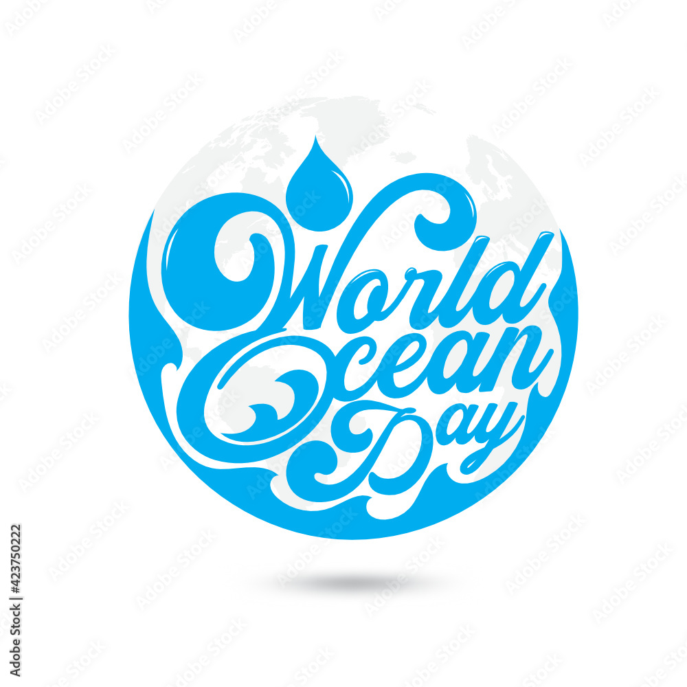 Obraz premium Hand Draw World Ocean Day On White Background