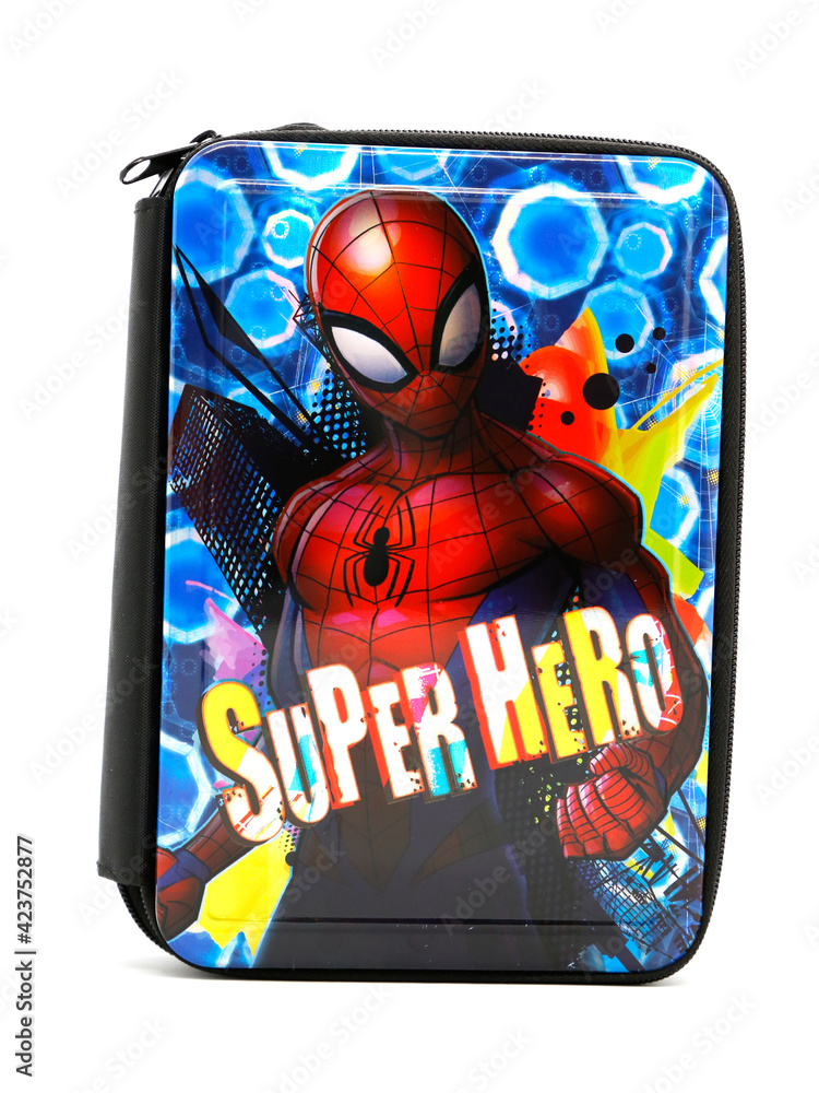 Naklejka premium Spider-Man. Spider man. Toy. The Amazing Spider-Man. Comic. Movies. Peter parker. Superhero. Super hero. School pencil case for children. School supplies.
