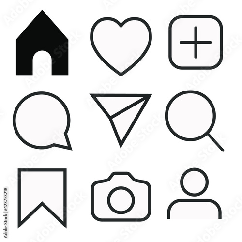 Instagram icon set, vector illustration. Network social media concept.