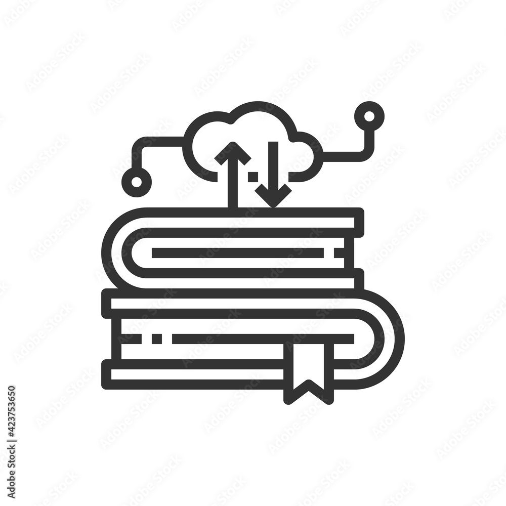 Cloud Library Line Icon Vector Illustration Cloud Library Line Icon Vector Illustration