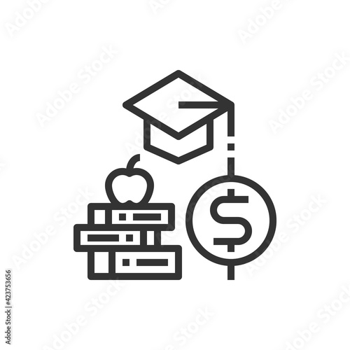 Education Cost Line Icon Vector Illustration