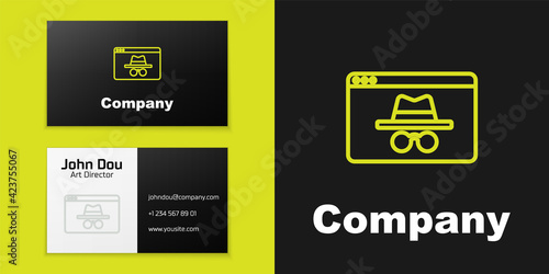 Logotype line Browser incognito window icon isolated on black background. Logo design template element. Vector