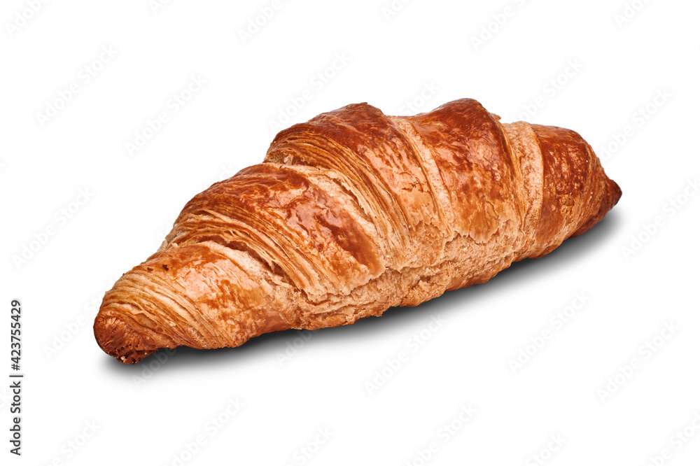 French croissant isolated on a white background. Sweet pastries. French croissant isolated on a white background. Sweet pastries.