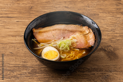 普通の醤油ラーメン　Food of soy sauce ramen Japan photo