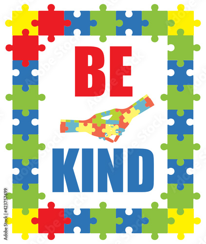 Be kind Autism layer by layer word t-shirt design with svg cutting files