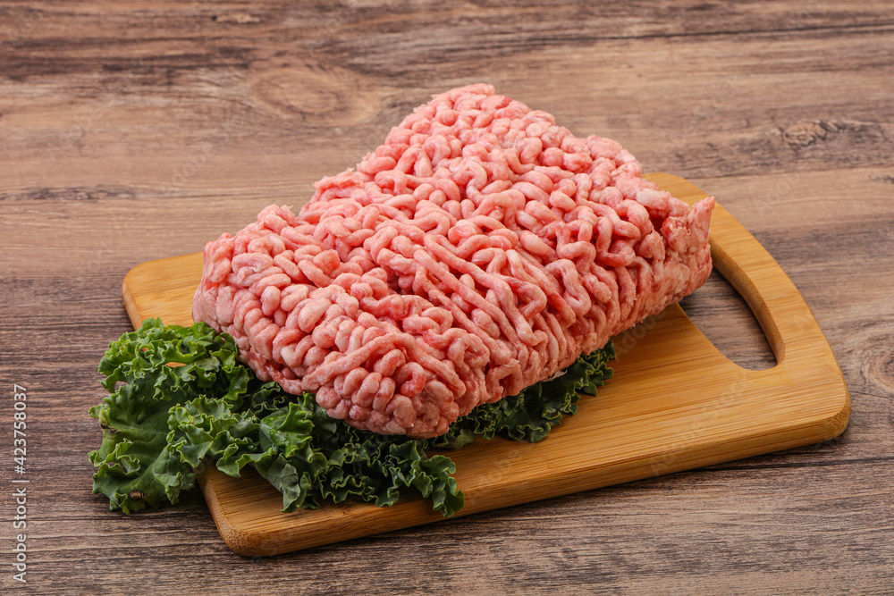 Raw pork minced meat for cooking