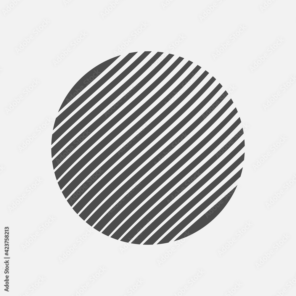 Abstract black oblique stripes in circle form. Geometric art. Abstract monochrome background. Design element for logo, tattoo, prints, web, template, and textile pattern.
