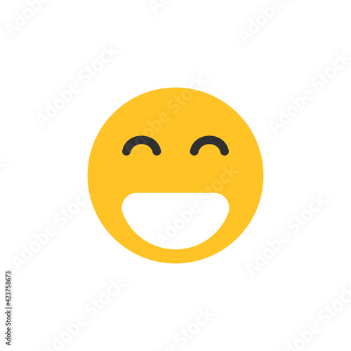 Smiling emoticon with happy eyes and rosy cheeks.Vector illustration isolated on white background.