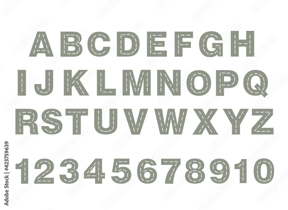 Track road alphabet, numbers. Kids learning material. alphabet and numbers with colored cars Track road alphabet, numbers. Kids learning material. alphabet and numbers with colored cars