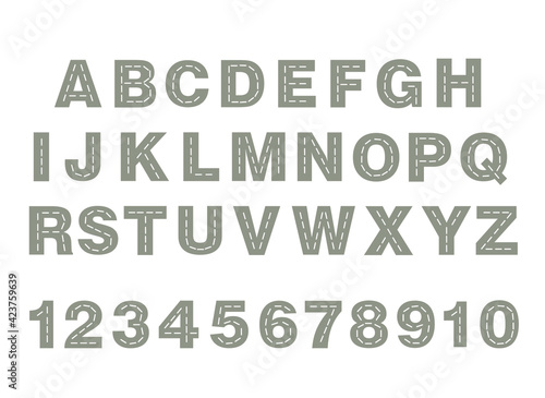 Track road alphabet, numbers. Kids learning material. alphabet and numbers with colored cars