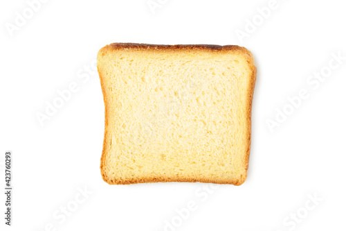 Slice of bread toasted isolated on white background.