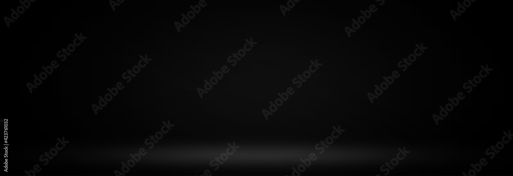 Black studio wall and floor background. Use as montage for product display