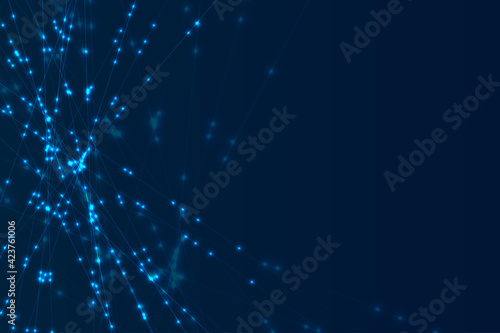 Abstract technology background with lines and glowing dots