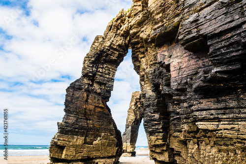 Natural stone arches of the Catedrales beach in Ribadeo, Lugo, Galicia (Playa de Aguas Santas)