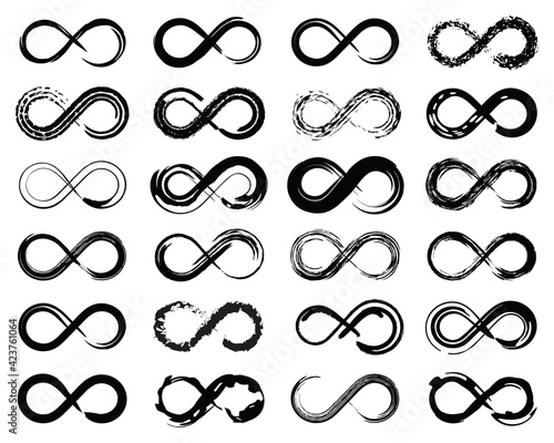 Infinity symbol icons, unlimited infinity, endless line shape sign, loop symbols