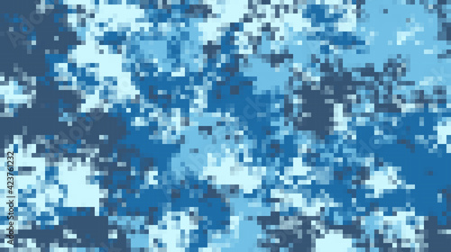 Digital pixel sea water camouflage pattern