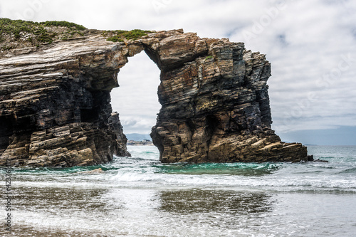 Natural stone arches of the Catedrales beach in Ribadeo, Lugo, Galicia (Playa de Aguas Santas)