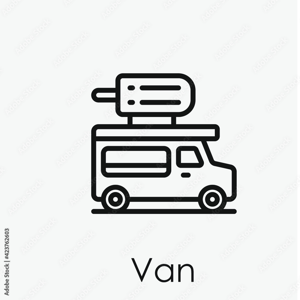 Van vector icon. Editable stroke. Linear style sign for use on web design and mobile apps, logo. Symbol illustration. Pixel vector graphics - Vector Van vector icon. Editable stroke. Linear style sign for use on web design and mobile apps, logo. Symbol illustration. Pixel vector graphics - Vector