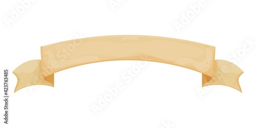 Parchment banner, scroll paper in cartoon style isolated on white background. Ui game asset design. Empty papyrus, antique blank stock vector illustration.