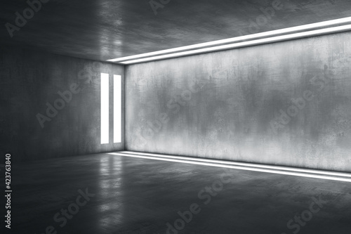 Empty black concrete artificially lit room. Urban concept, Mockup © Who is Danny