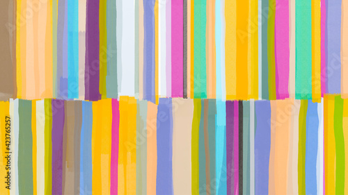 Fine art abstract, oil painting strips made with rough brush strokes and the palette knife. Good vibe artwork with art reflection, colorful texture background. Trend contemporary art. Colorful canvas.