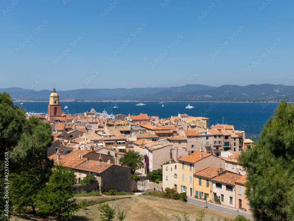a beautiful shot of saint Tropez in France. Summer shot of a beautiful city by the sea 