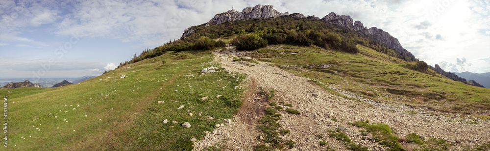 Panorama view of Kampenwand mountain in Bavaria, Germany Panorama view of Kampenwand mountain in Bavaria, Germany