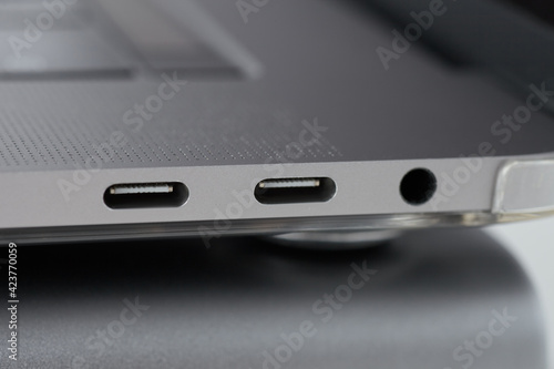 Wallpaper Mural Close-up photo of laptop type-c ports and 3.5 jack. Torontodigital.ca