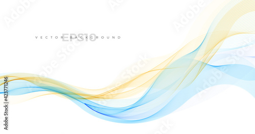 Wave vector element with abstract blue and orange lines for website, banner and brochure, Curve flow motion illustration, Vector lines, Modern background design.