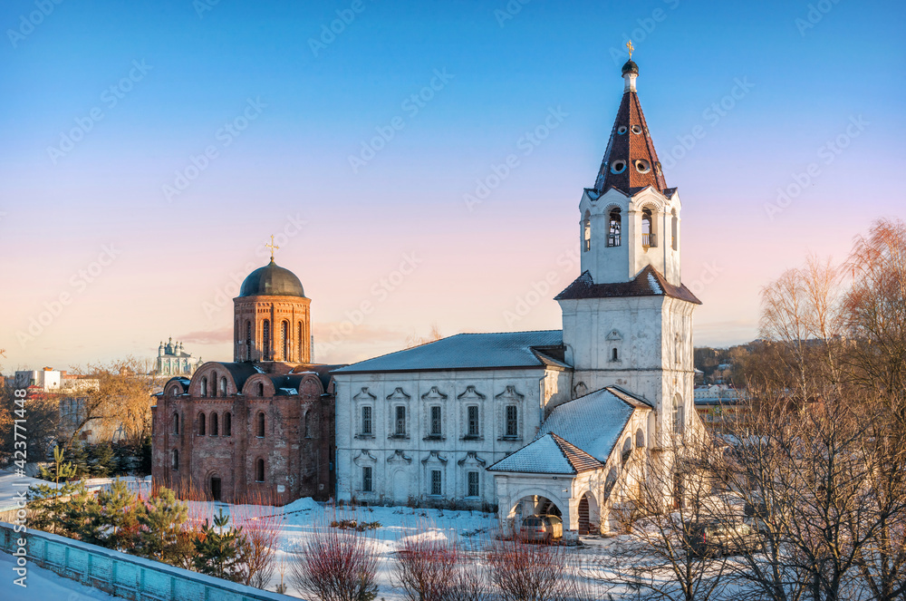 The Church of Peter and Paul and the Church of Varvara from the height of the bridge in Smolensk