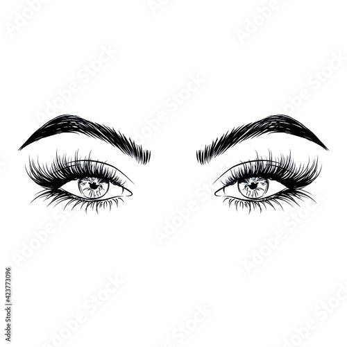 Expressive illustration of the eye. Purposeful look. 