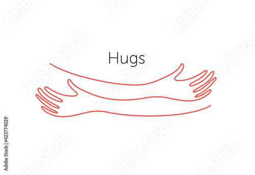 Embrace icon, arms hugging vector illustration, hands hug linear vector logo template. Care, love and charity symbol, hand drawn vector illustration.