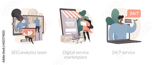 Online services abstract concept vector illustrations.