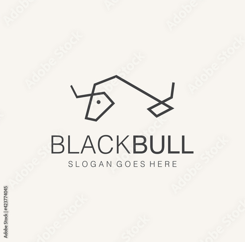 Simple Minimalist Bull toro Logo line outline monoline linear Design Vector 