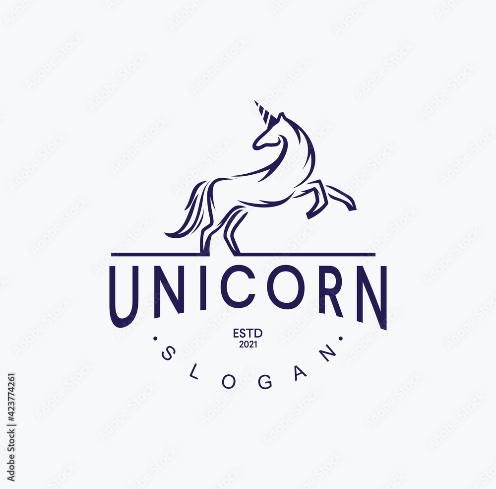 Creative abstract Horse Unicorn logo Line Style icon design vector stock