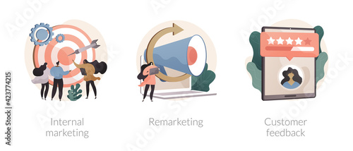 Company strategy and promotion abstract concept vector illustrations.
