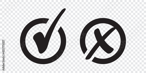 Set of check mark icon on a transparent background