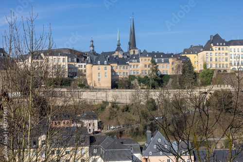 View over the valley of the river Alzette to the old town of Luxembourg