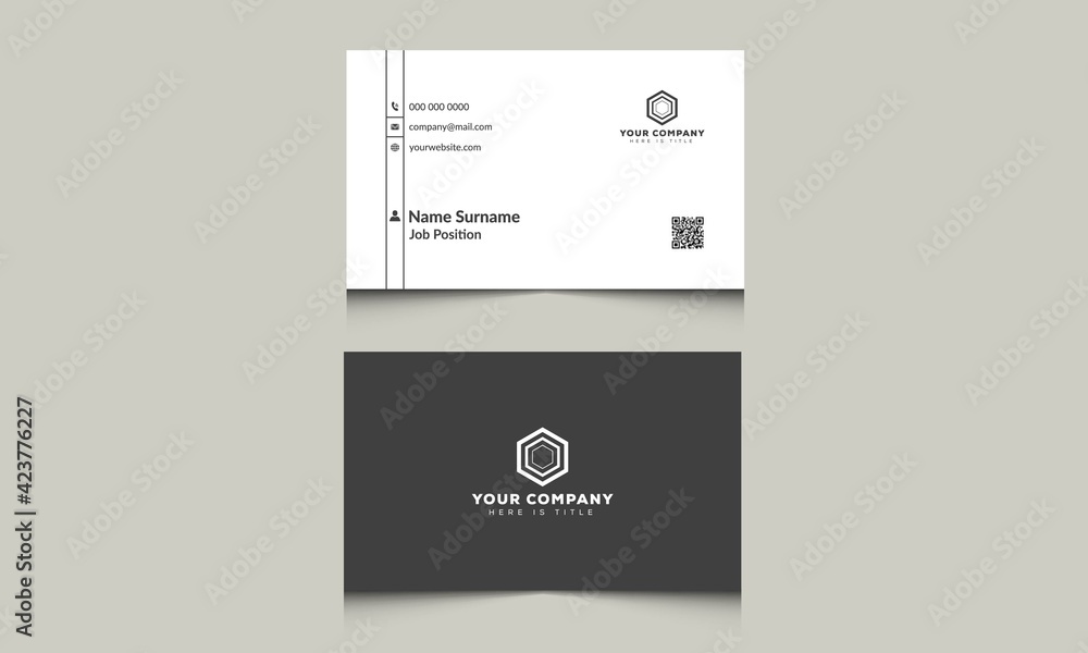 Naklejka premium black and white business card template