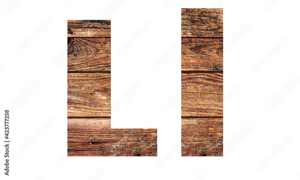 Wooden letters. Letter L. English alphabet Wooden letters. Letter L. English alphabet